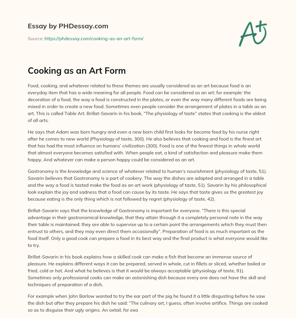 essay on the art of cooking