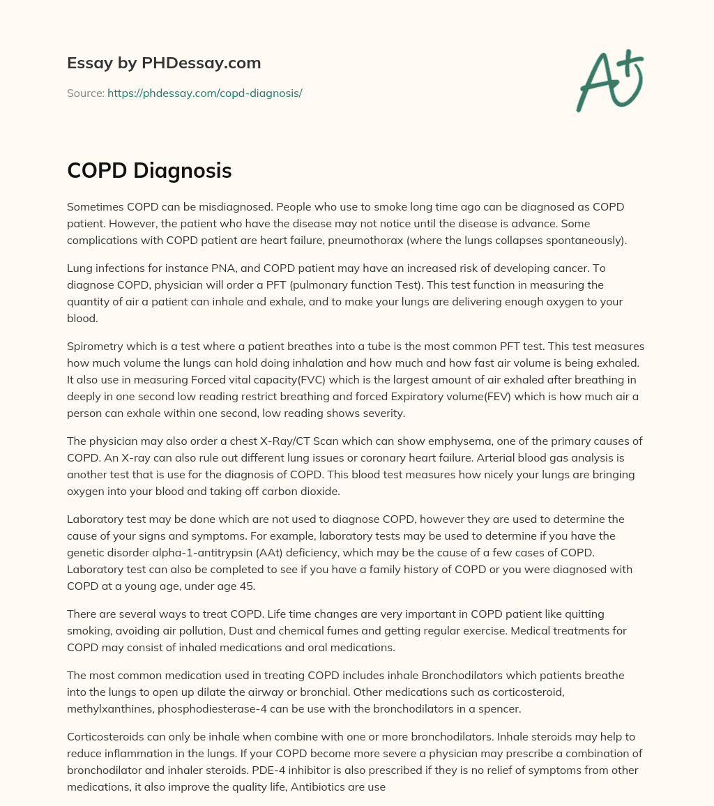COPD Diagnosis essay