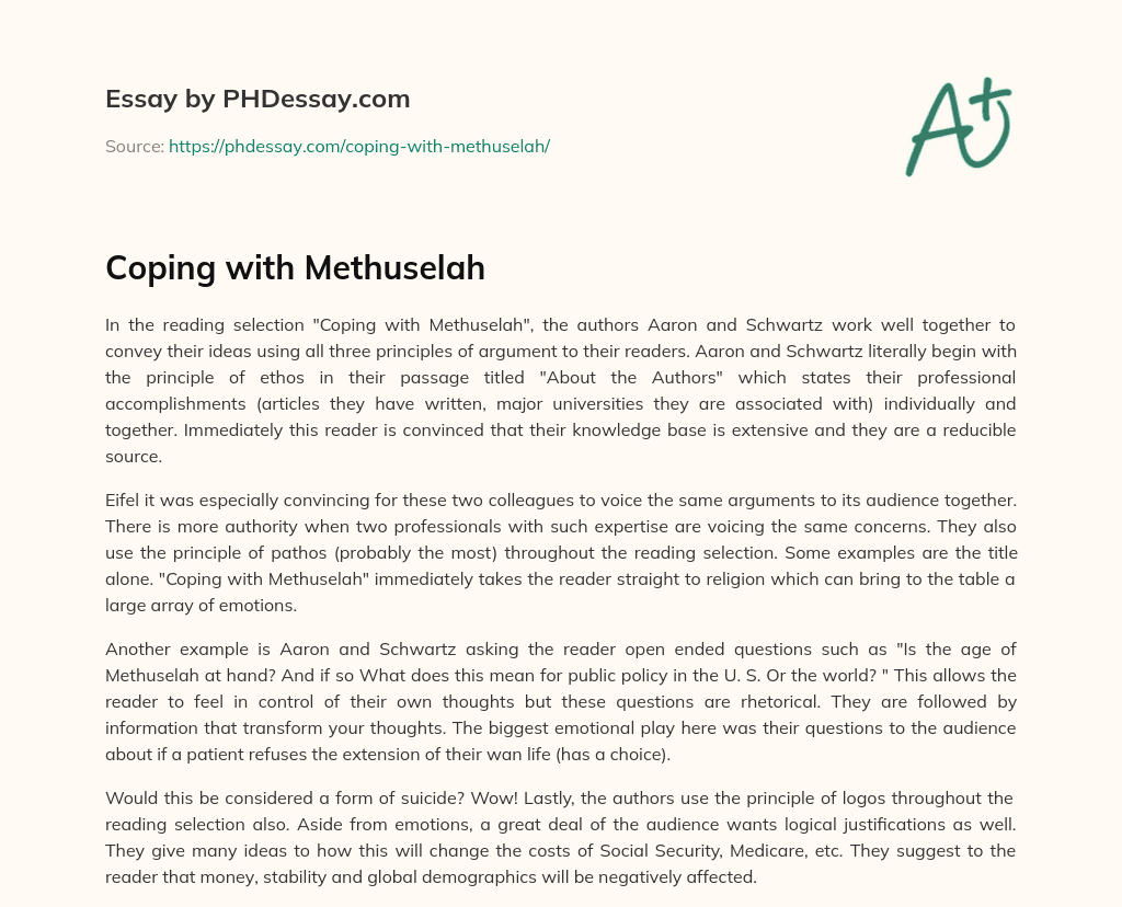 Coping with Methuselah essay