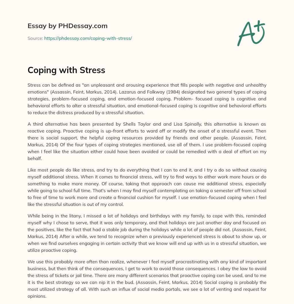 coping with stress essay 150 words pdf