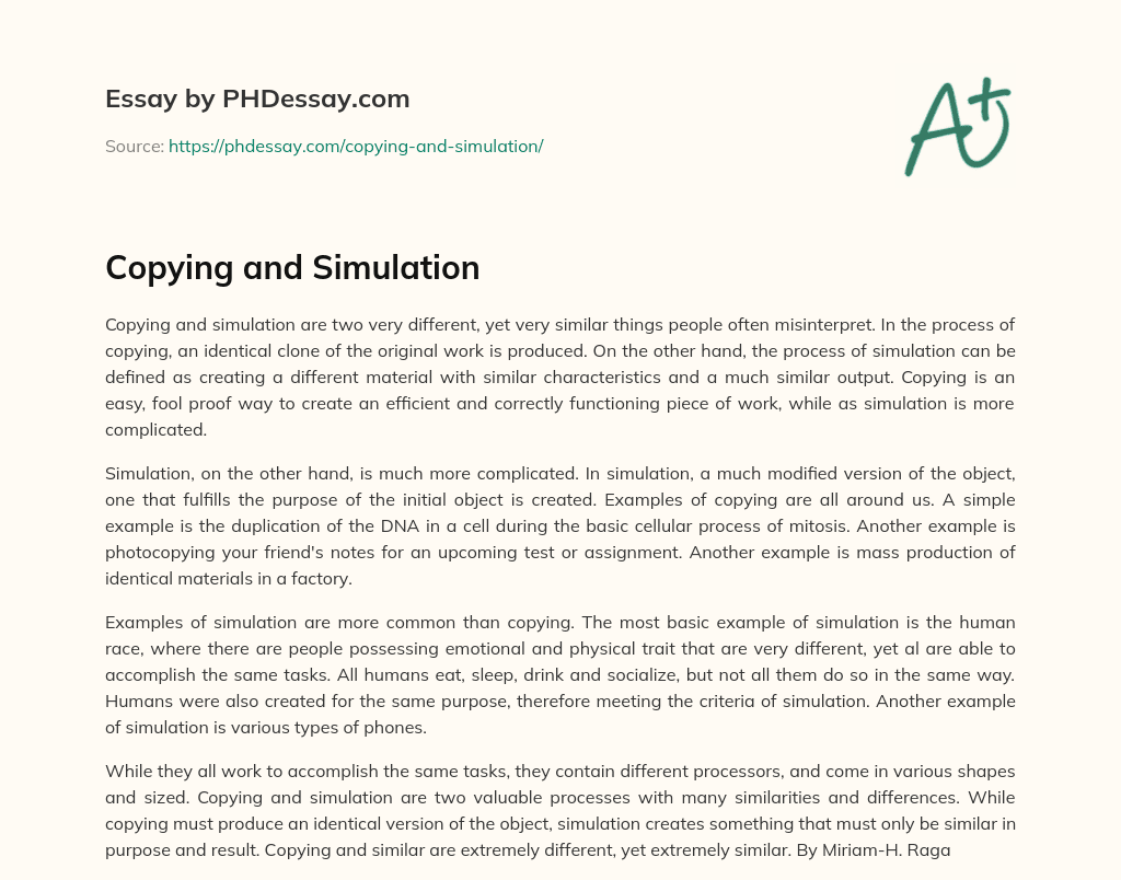 Copying and Simulation essay