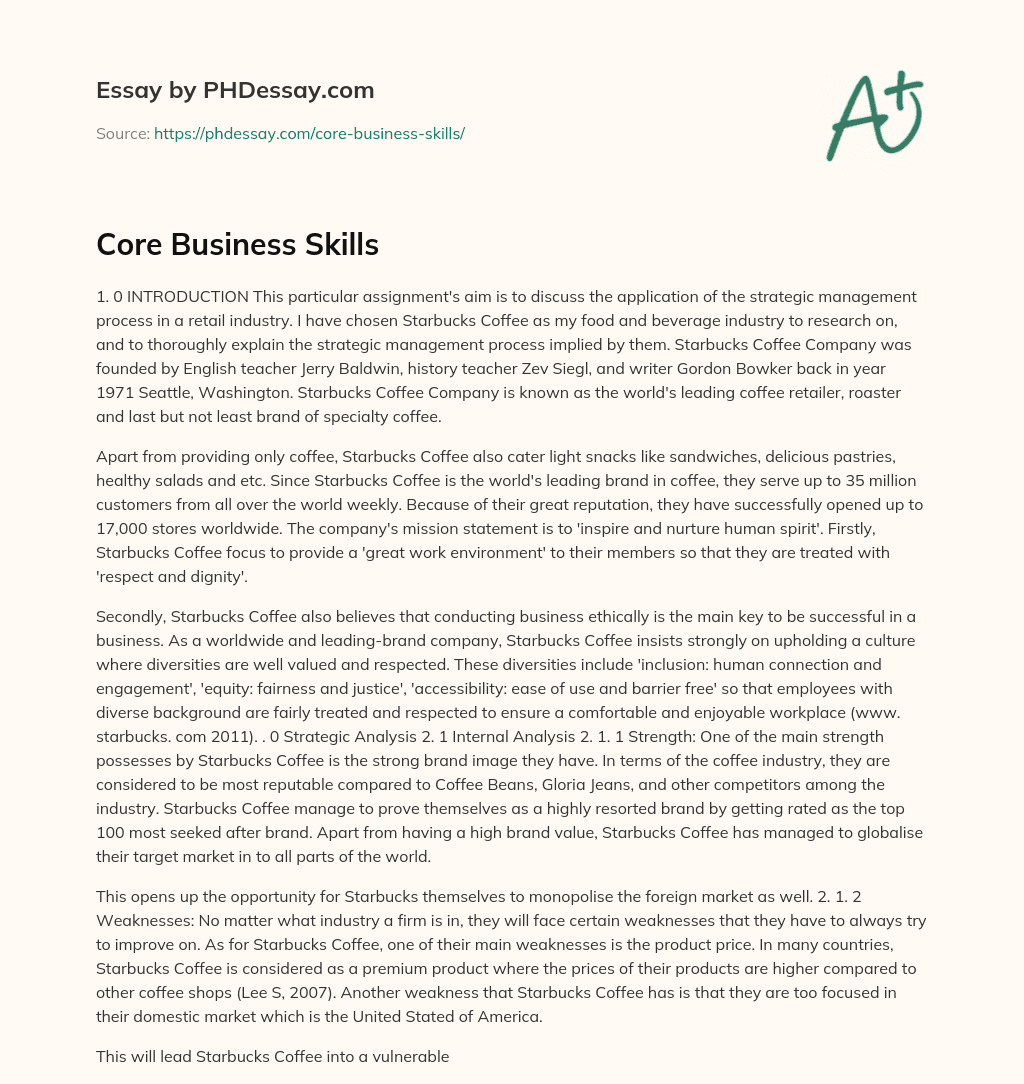 Core Business Skills - PHDessay.com