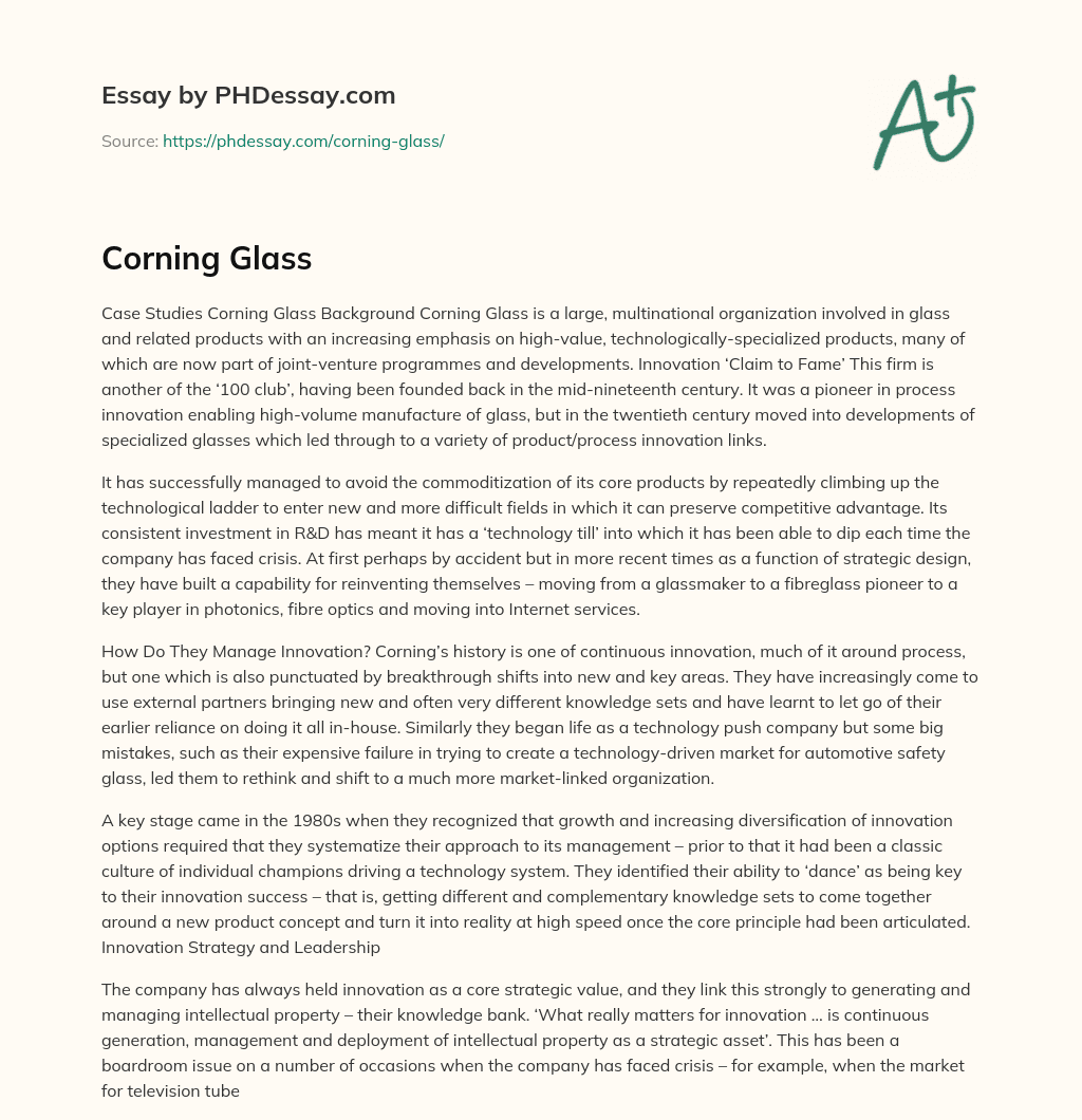 Corning Glass essay