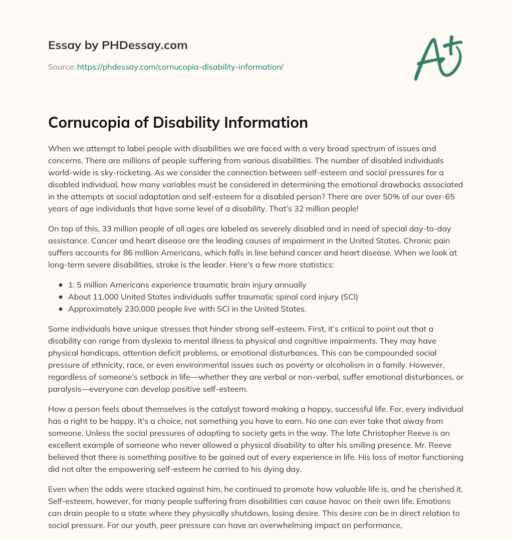 Cornucopia of Disability Information essay