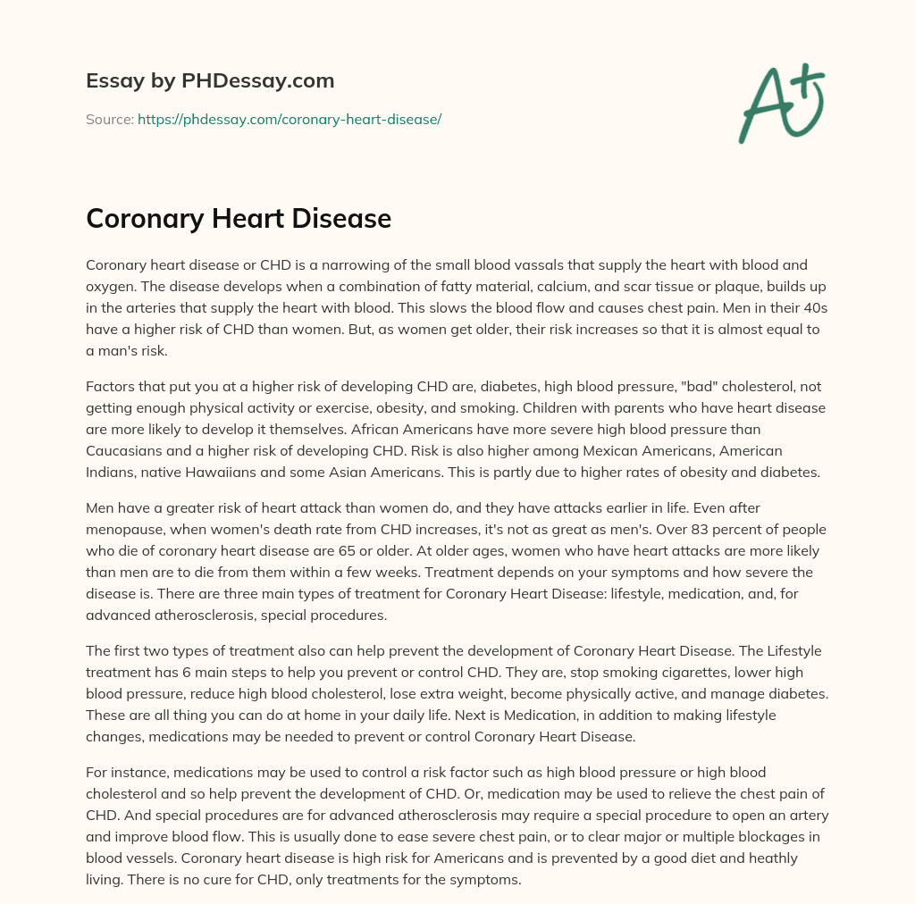 Coronary Heart Disease essay