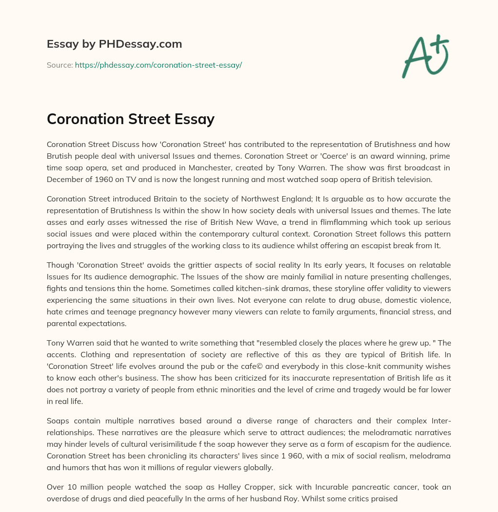 Coronation Street Essay essay