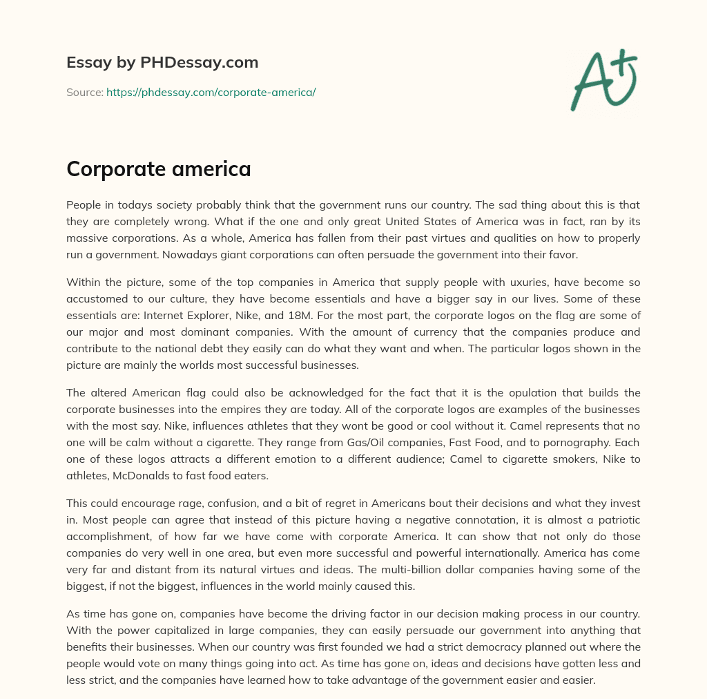 Corporate america essay