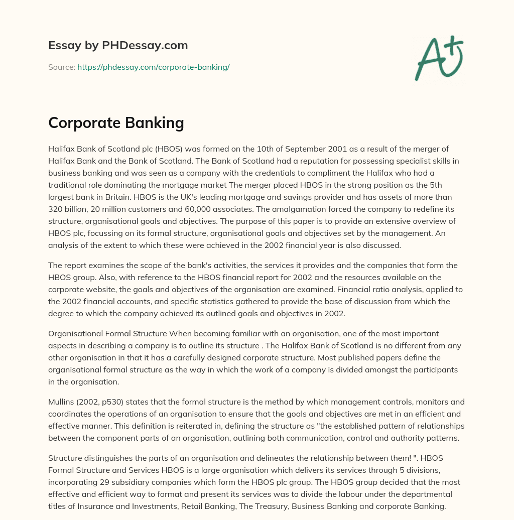 Corporate Banking essay