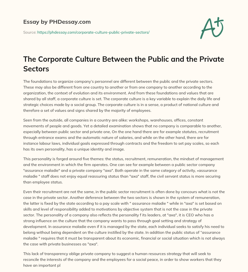 The Corporate Culture Between the Public and the Private Sectors essay