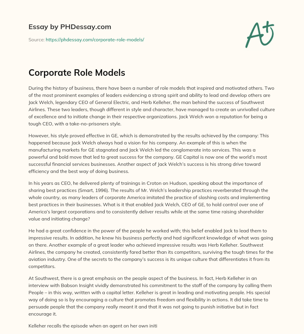 Corporate Role Models essay