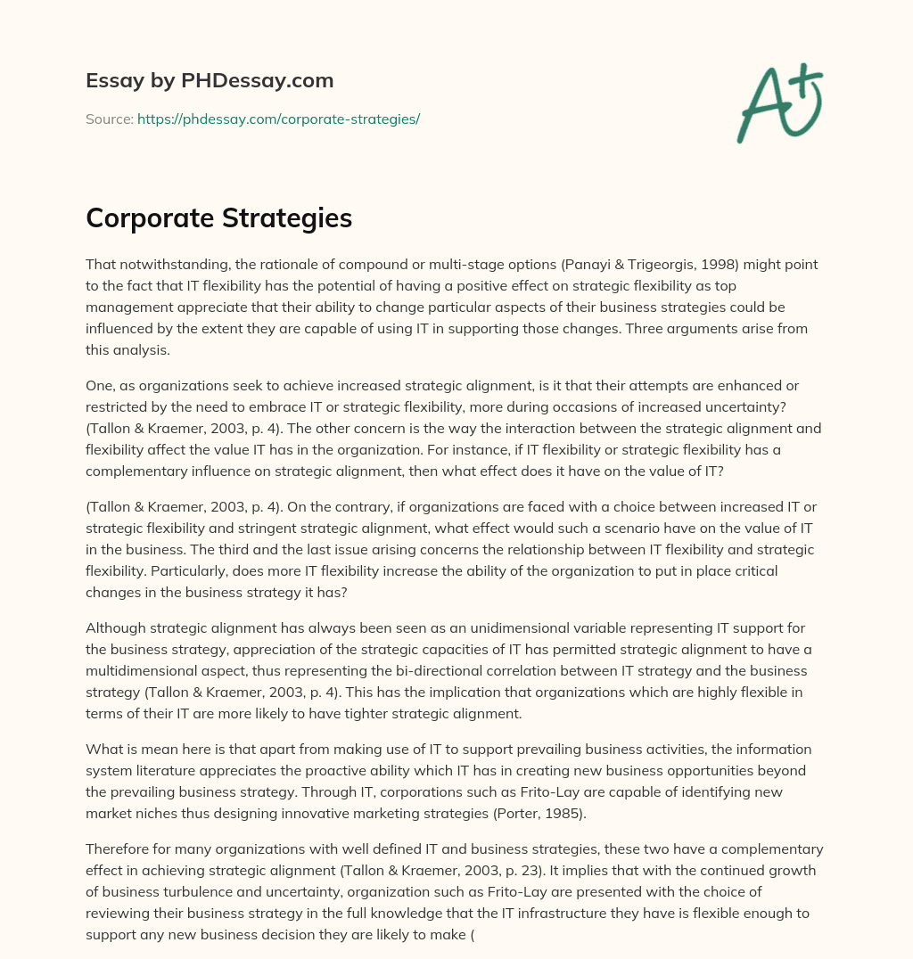 Corporate Strategies essay