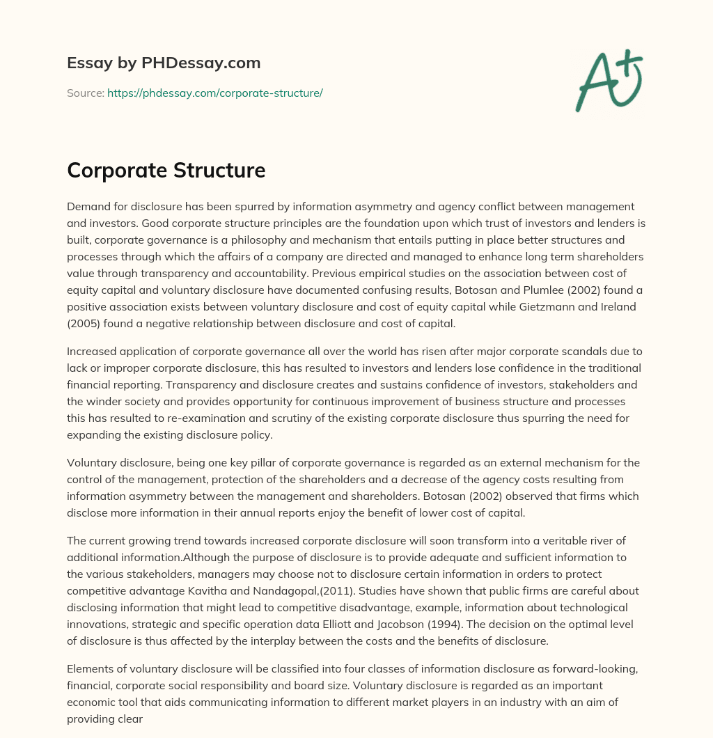 Corporate Structure essay