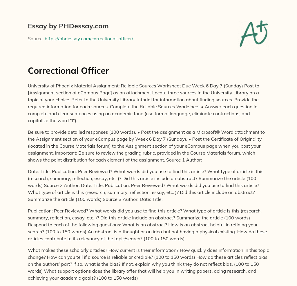 Correctional Officer essay