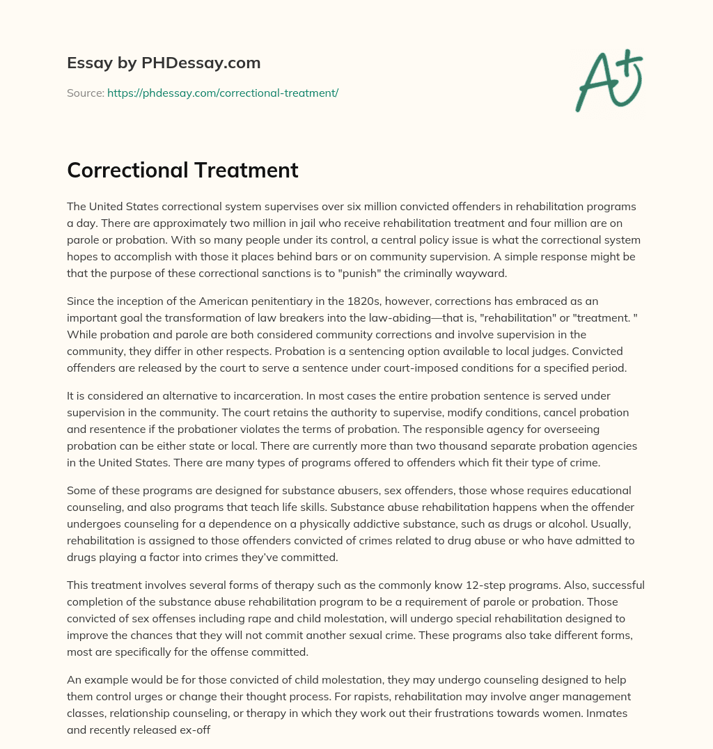 Correctional Treatment essay