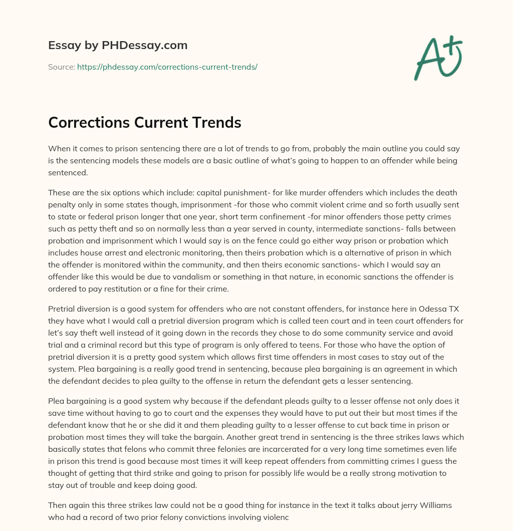 Corrections Current Trends essay