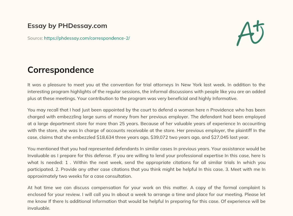 Correspondence essay