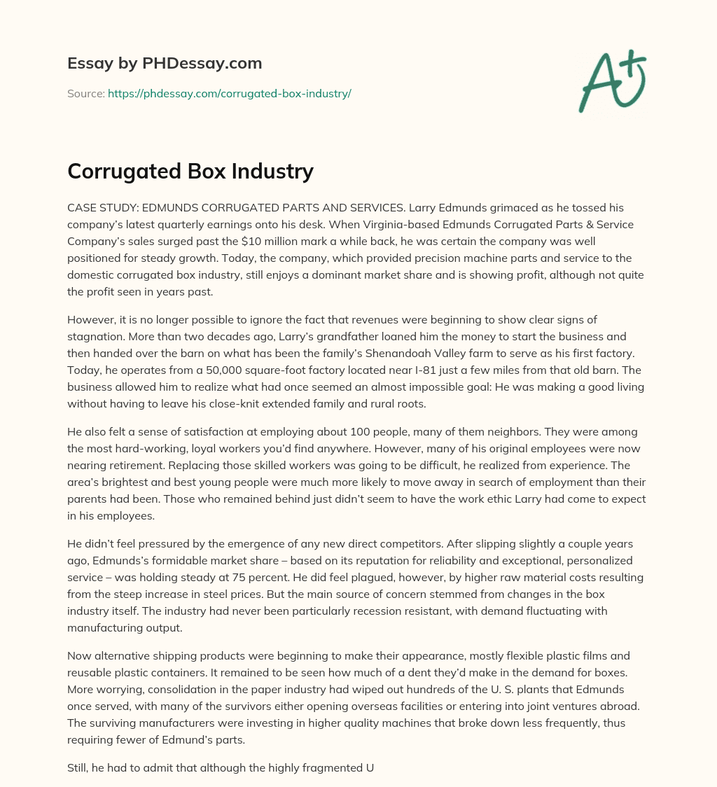 Corrugated Box Industry essay