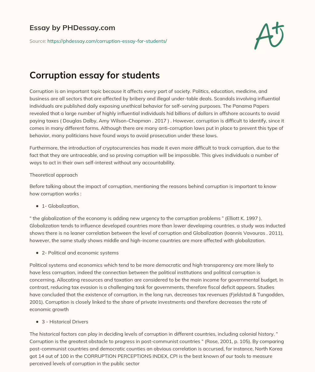 corruption essay for ba students