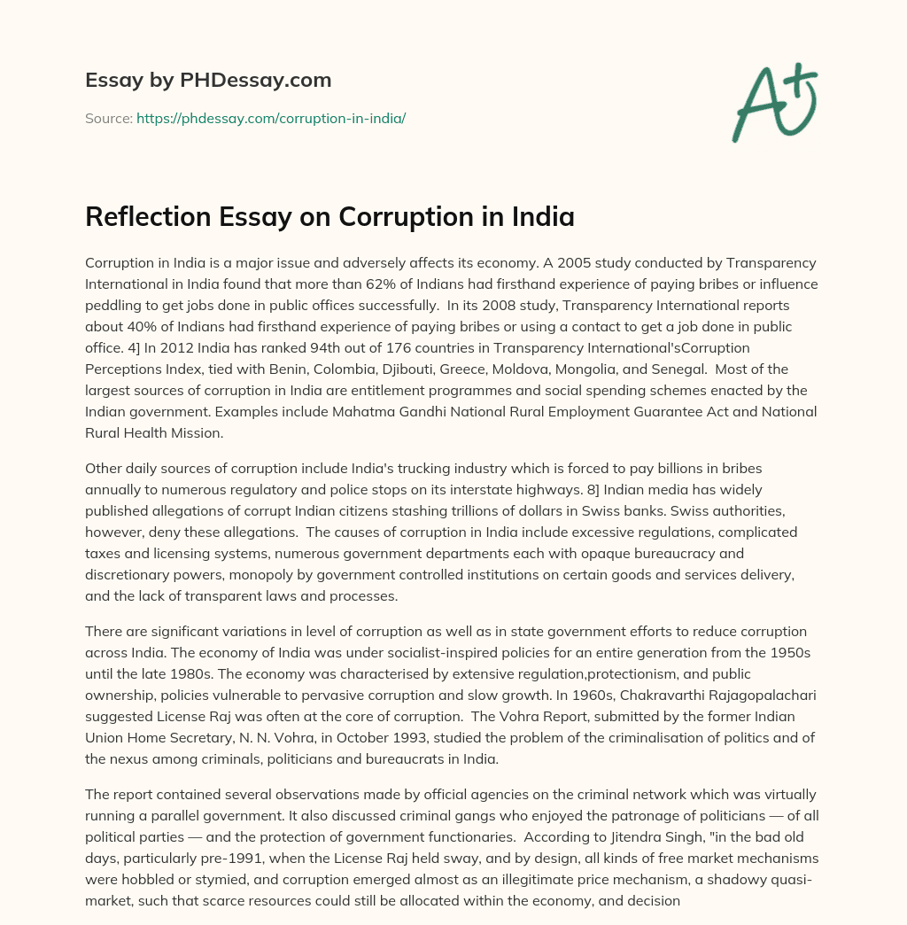 essay on anti corruption in india