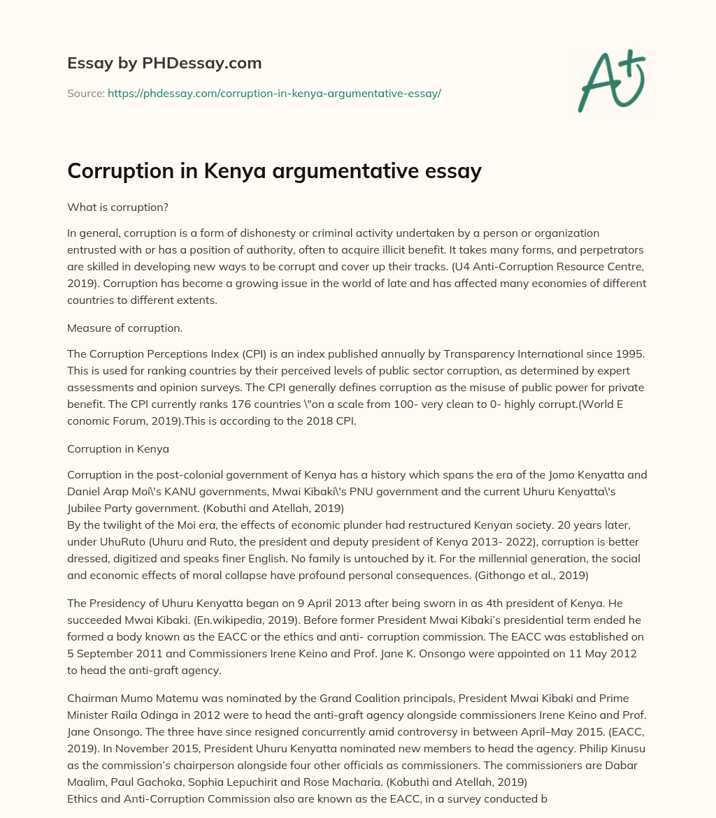 corruption in kenya essay