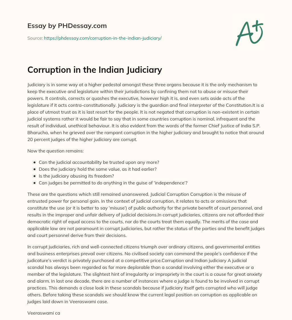 corruption in judiciary essay