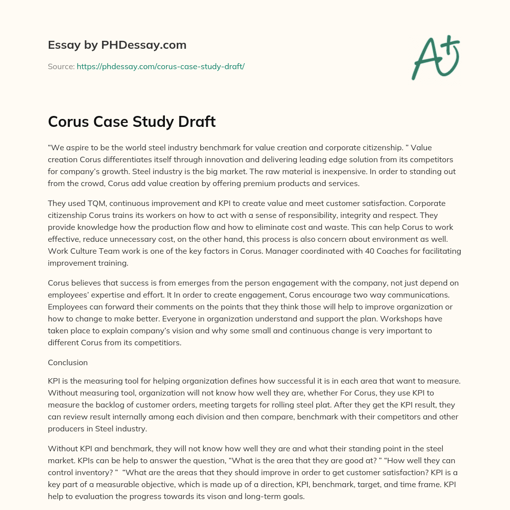 Corus Case Study Draft essay