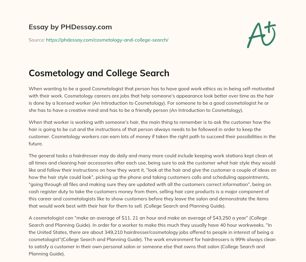 college essay for cosmetology school