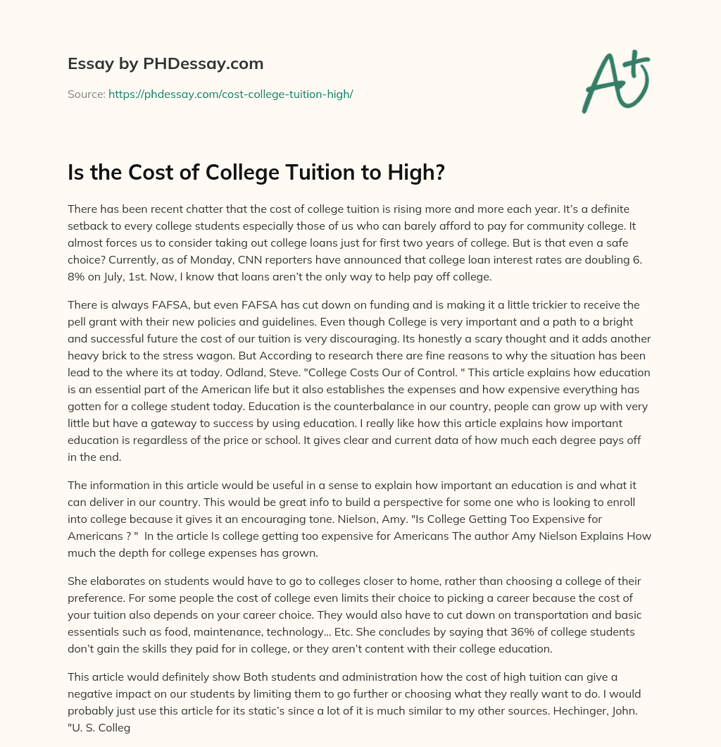 essay about college tuition