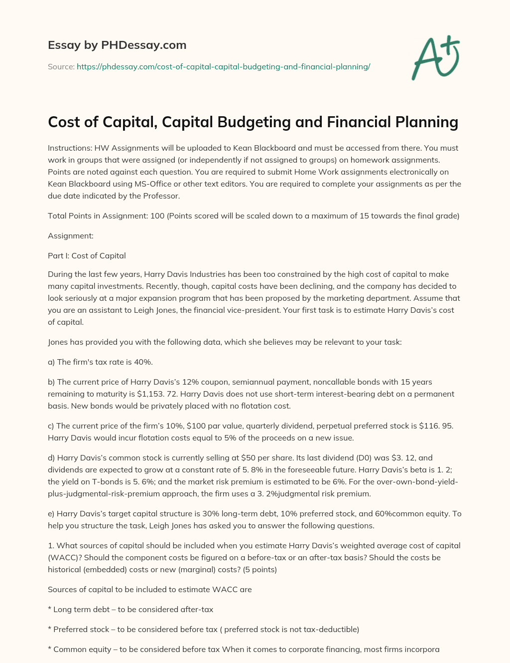 capital budgeting essay