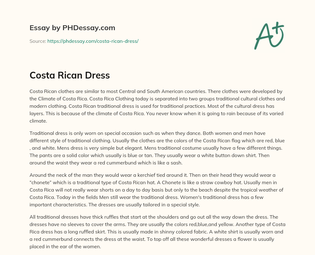 Costa Rican Dress essay