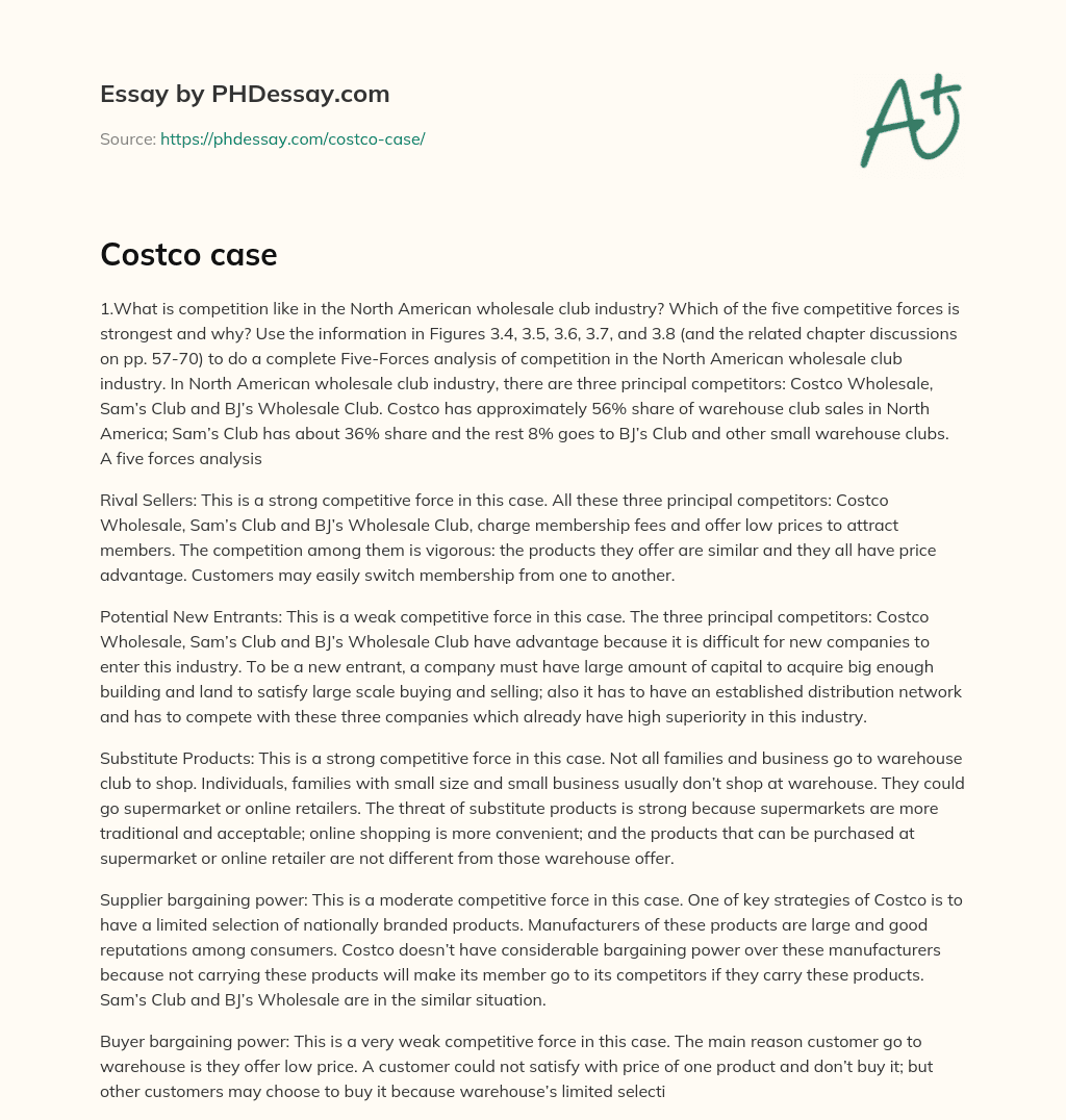Analyzing Competition in the North American Wholesale Club Industry essay