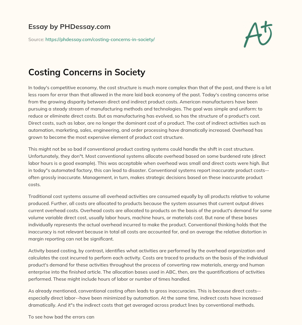 Costing Concerns in Society essay