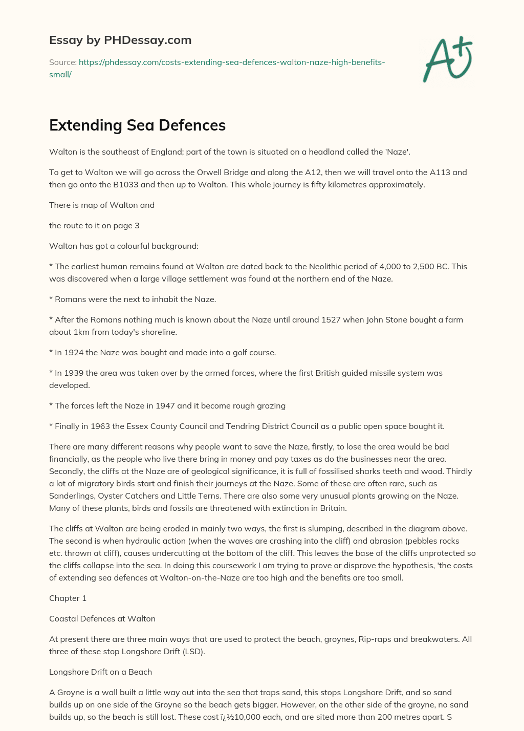 Extending Sea Defences essay