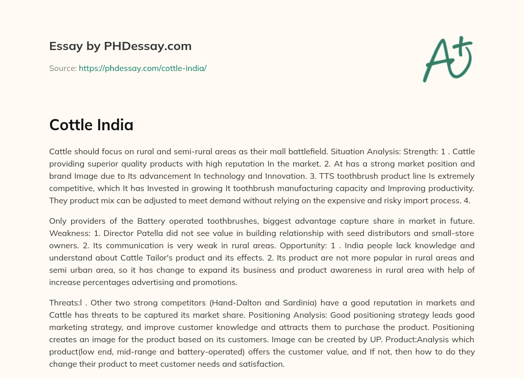 Cottle India essay