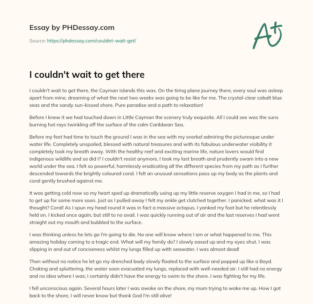 I couldn’t wait to get there essay
