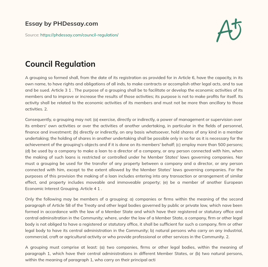 Council Regulation essay