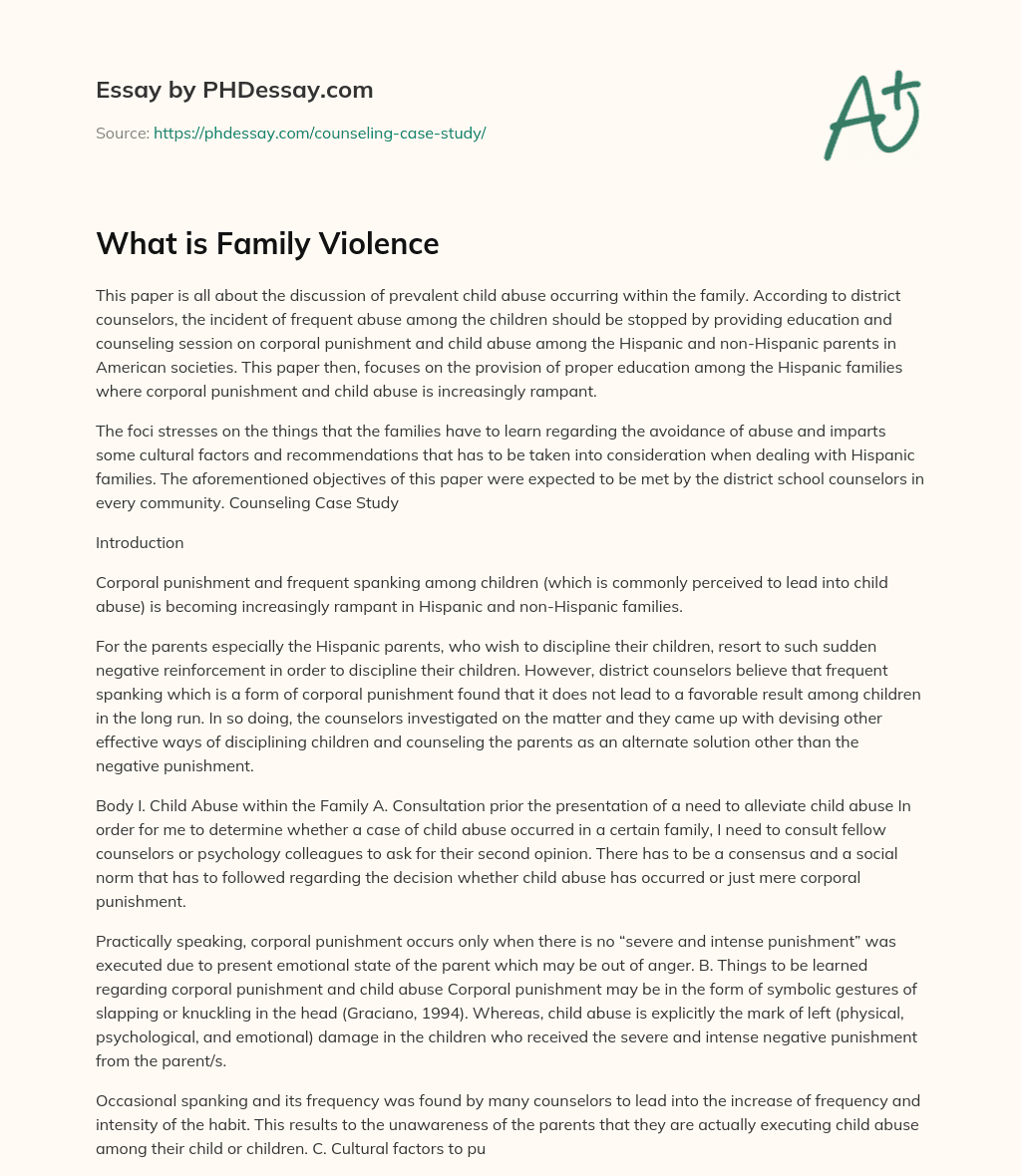 What is Family Violence essay