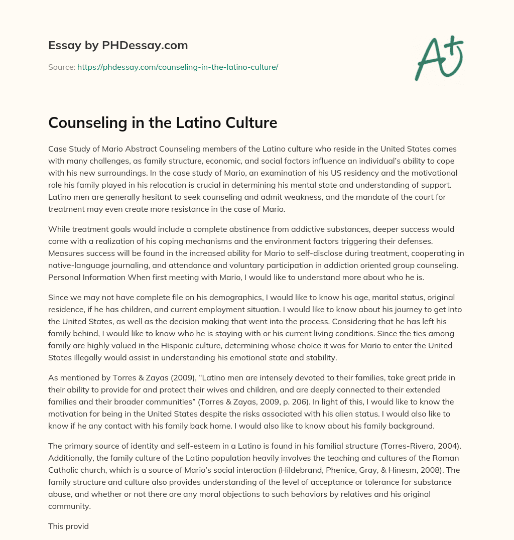Counseling in the Latino Culture essay