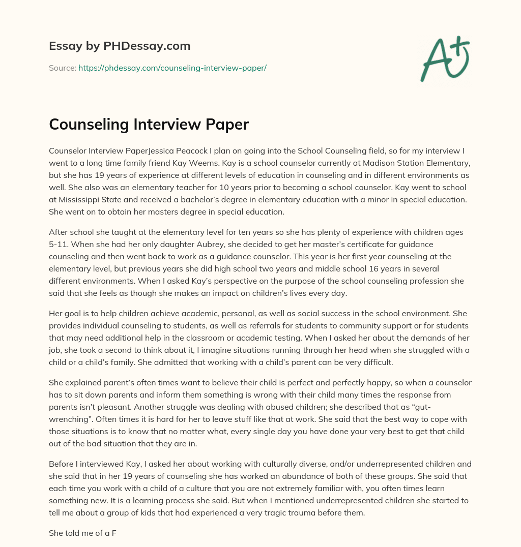 counseling-interview-paper-phdessay