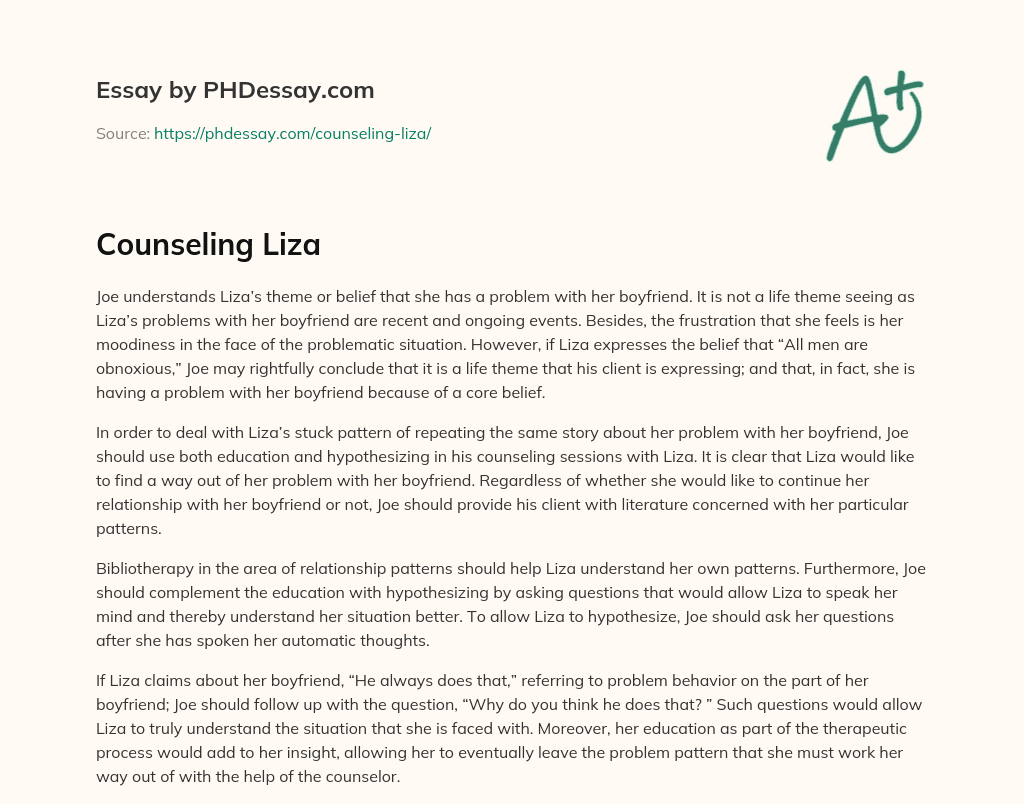 Counseling Liza essay