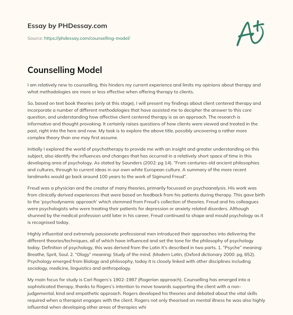 Counselling Model essay