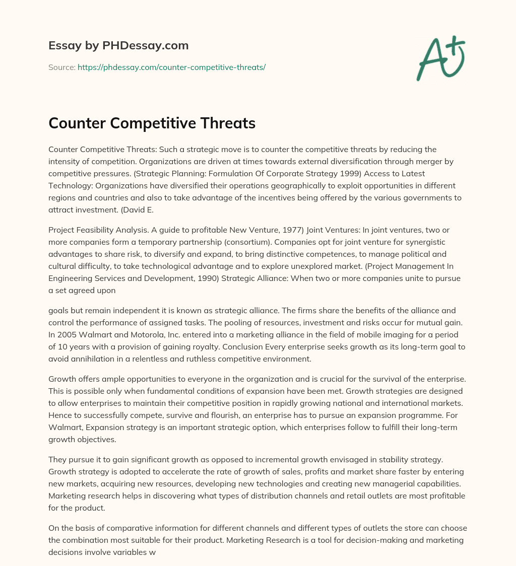 Counter Competitive Threats essay