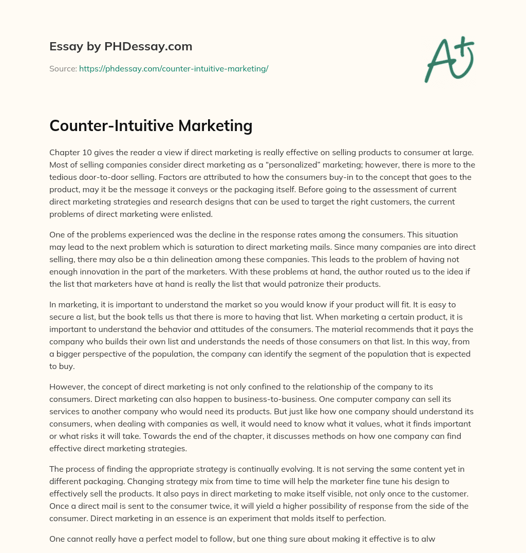 Counter-Intuitive Marketing essay