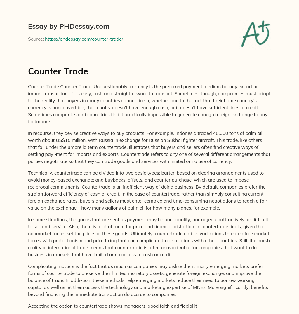 Counter Trade essay