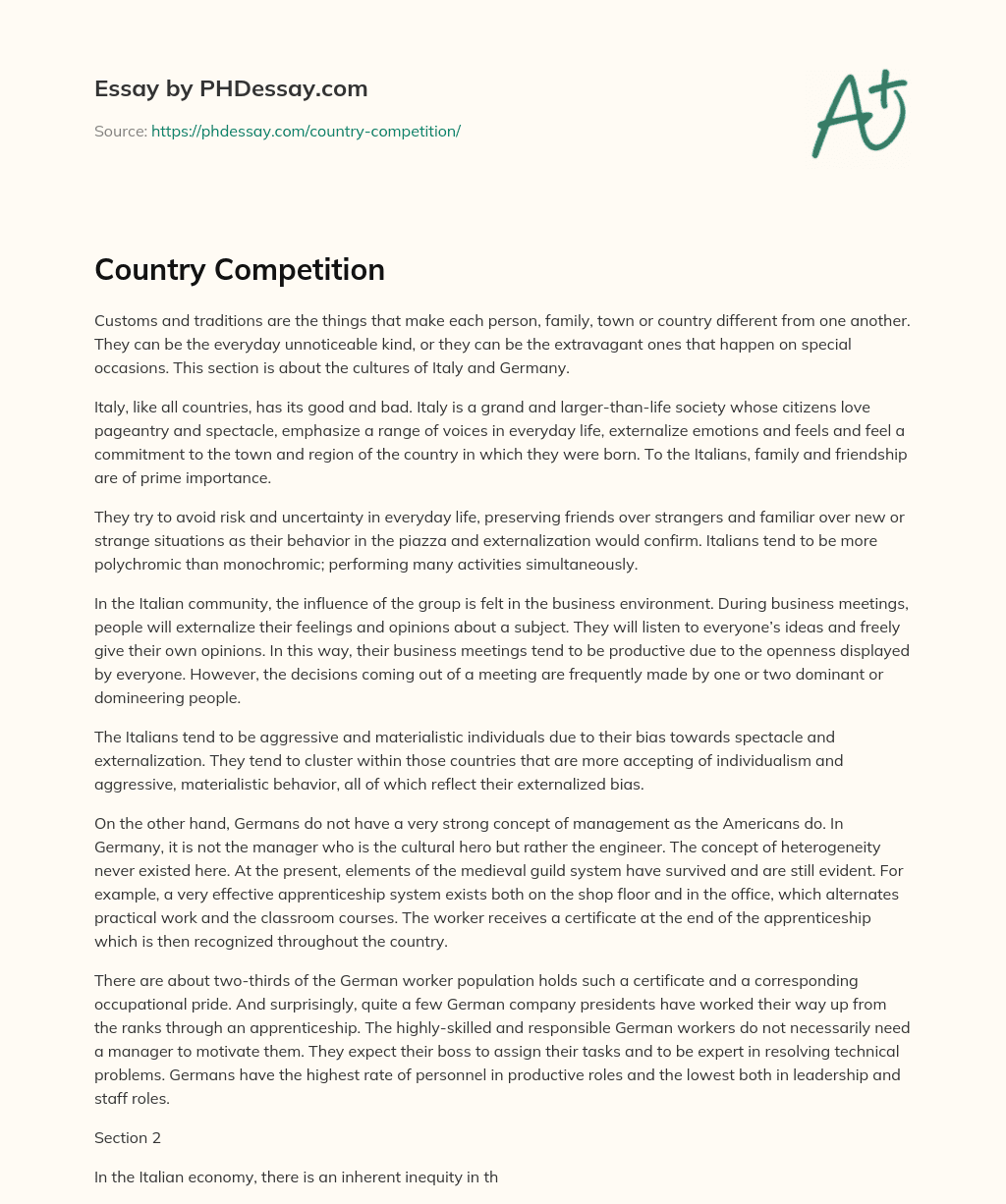 Country Competition essay