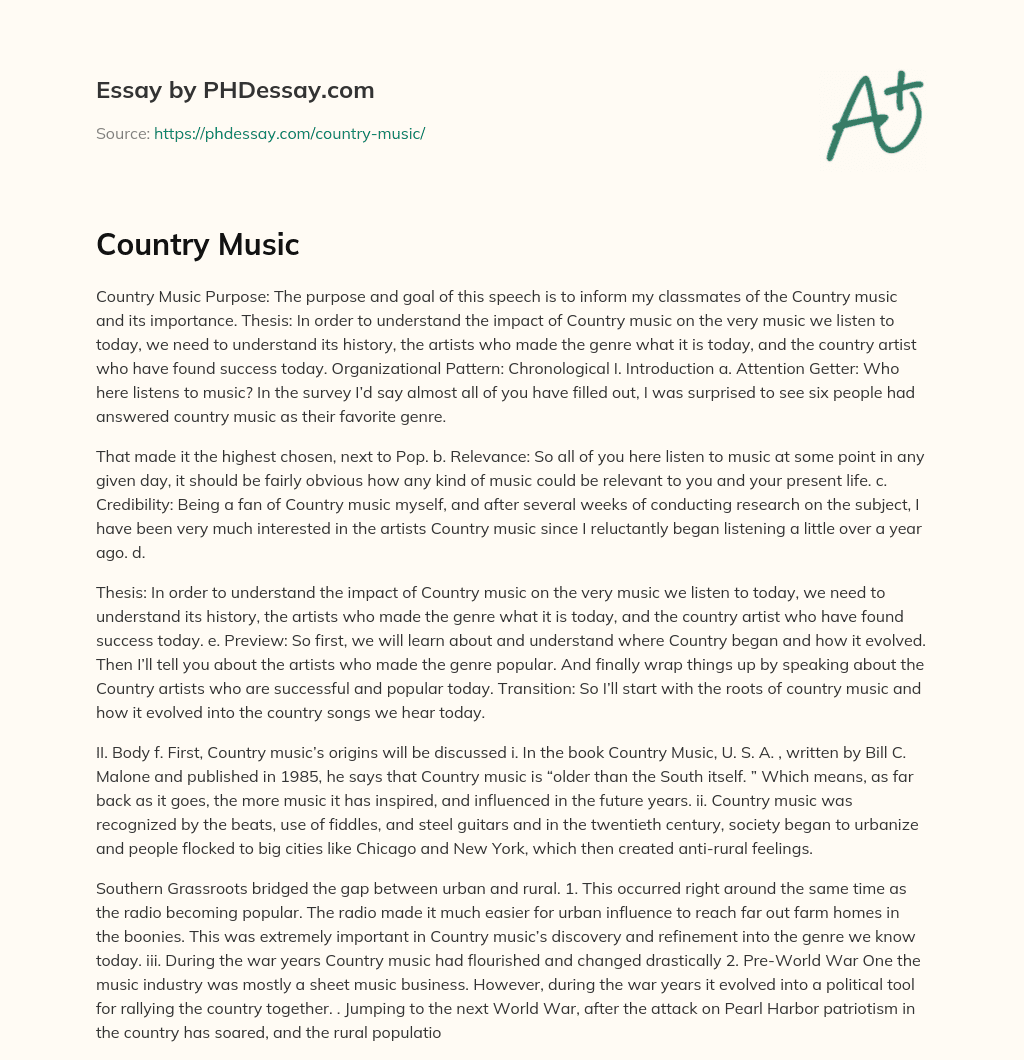 Country Music essay