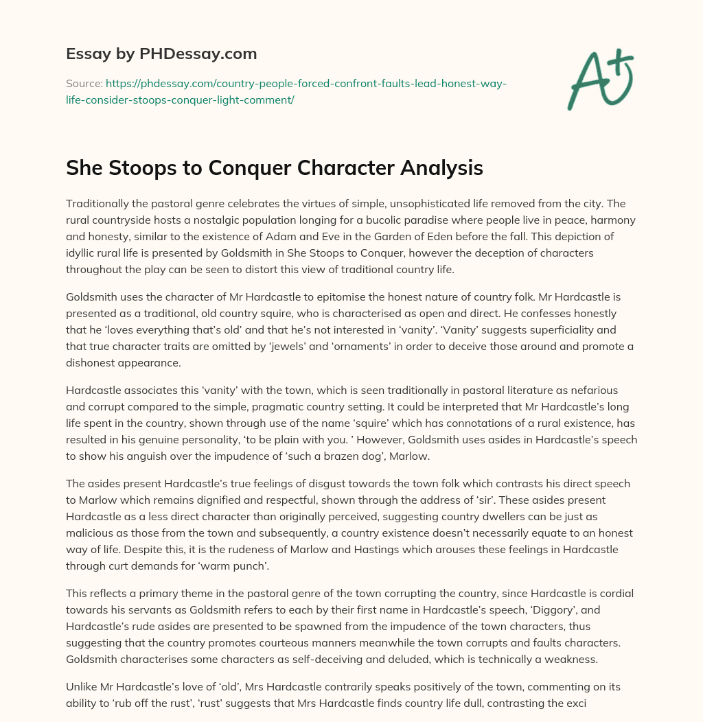 She Stoops to Conquer Character Analysis essay