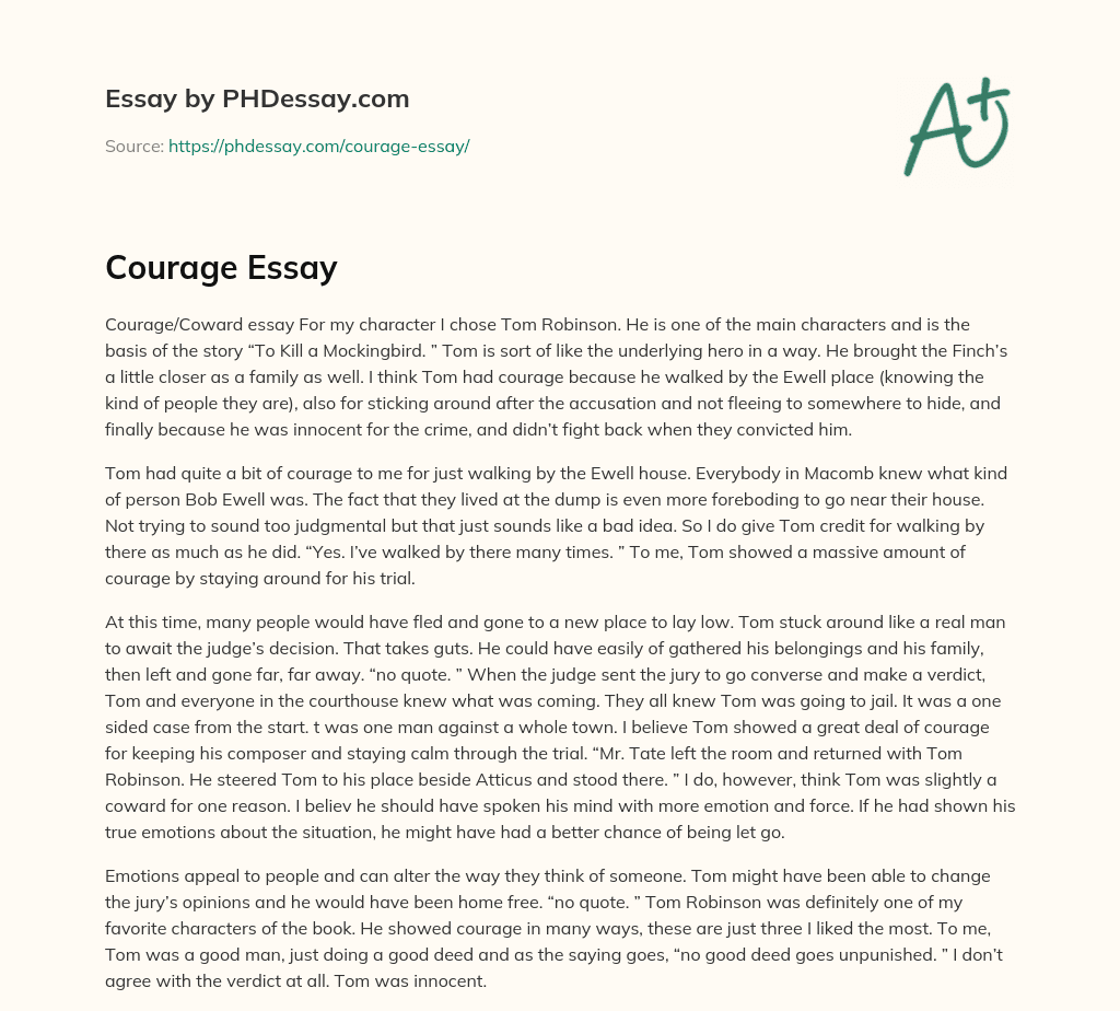 courage essay 500 to 600 words