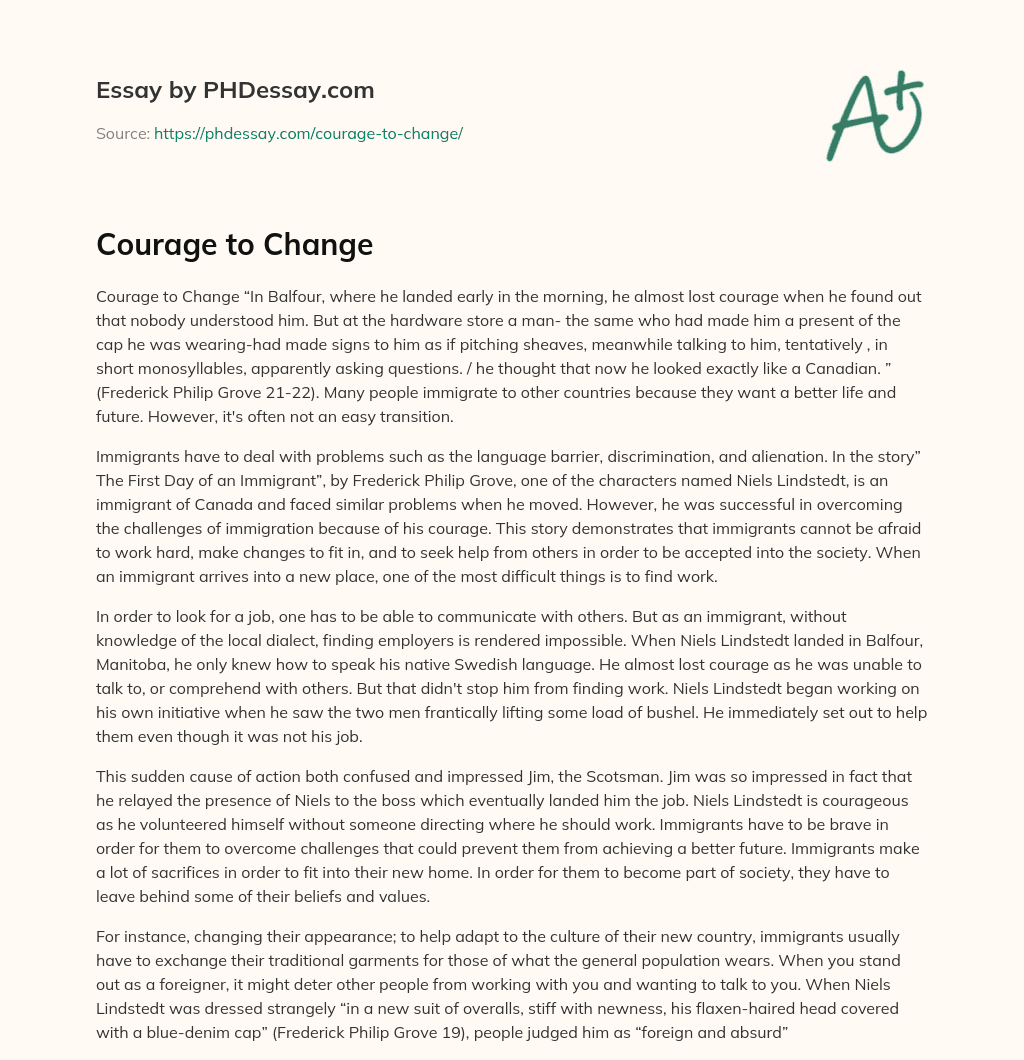 Courage to Change essay