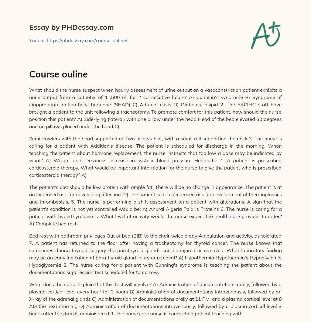 Course ouline essay